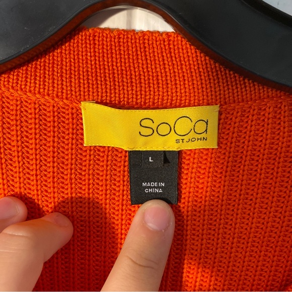 (1) Trendy Orange SoCa St. John Zip-Up Cardigan Jacket Women’s Size Large - Picture 9 of 16